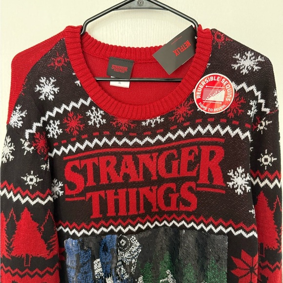 Netflix Stranger Things Red and Black Crewneck Sweater - Picture 4 of 5